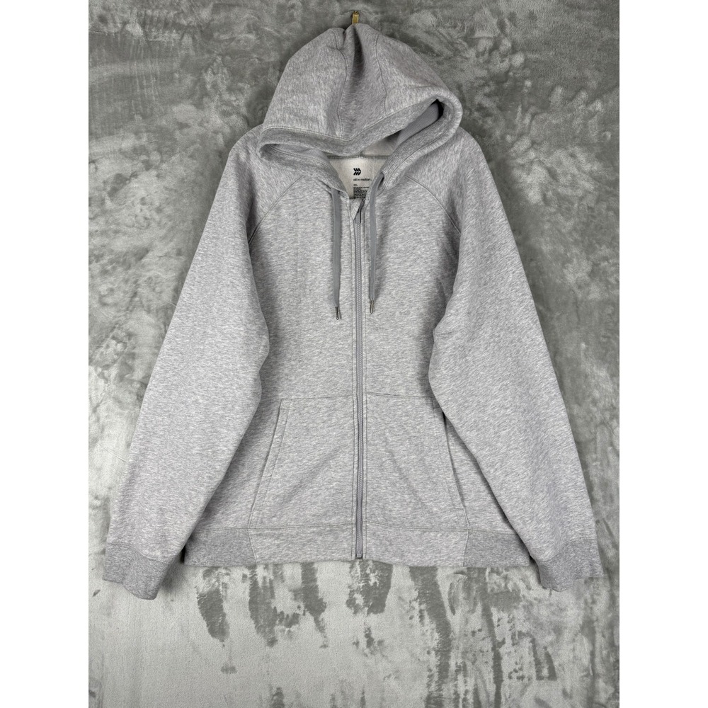 All in Motion Gray Full Zip Hoodie Athletic Sweatshirt XXL Recycled Polyester